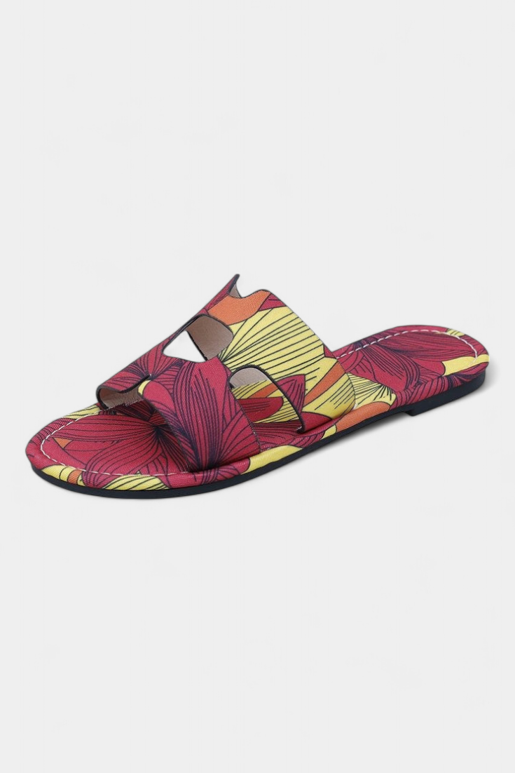 Sandalias planas con estampado tropical colorido Berenice