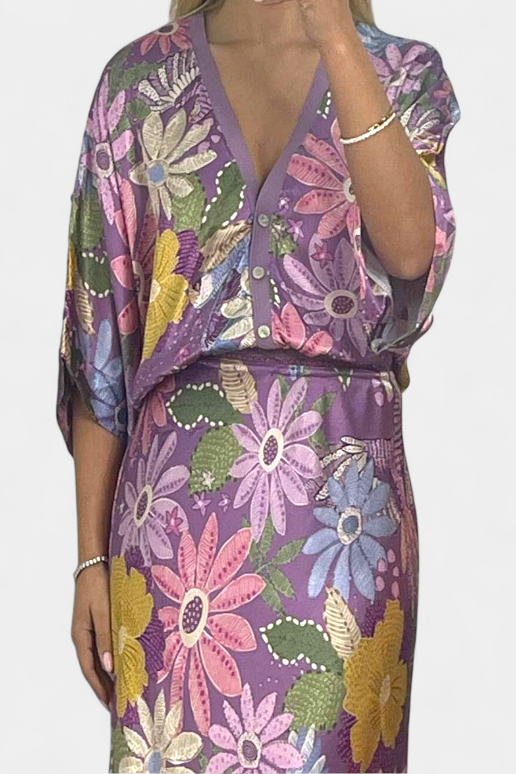 Conjunto de blusa de sirena suave y falda floral Shae