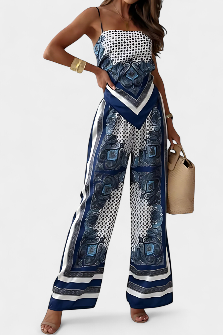 Conjunto Leonie con estampado de cachemira y tirantes