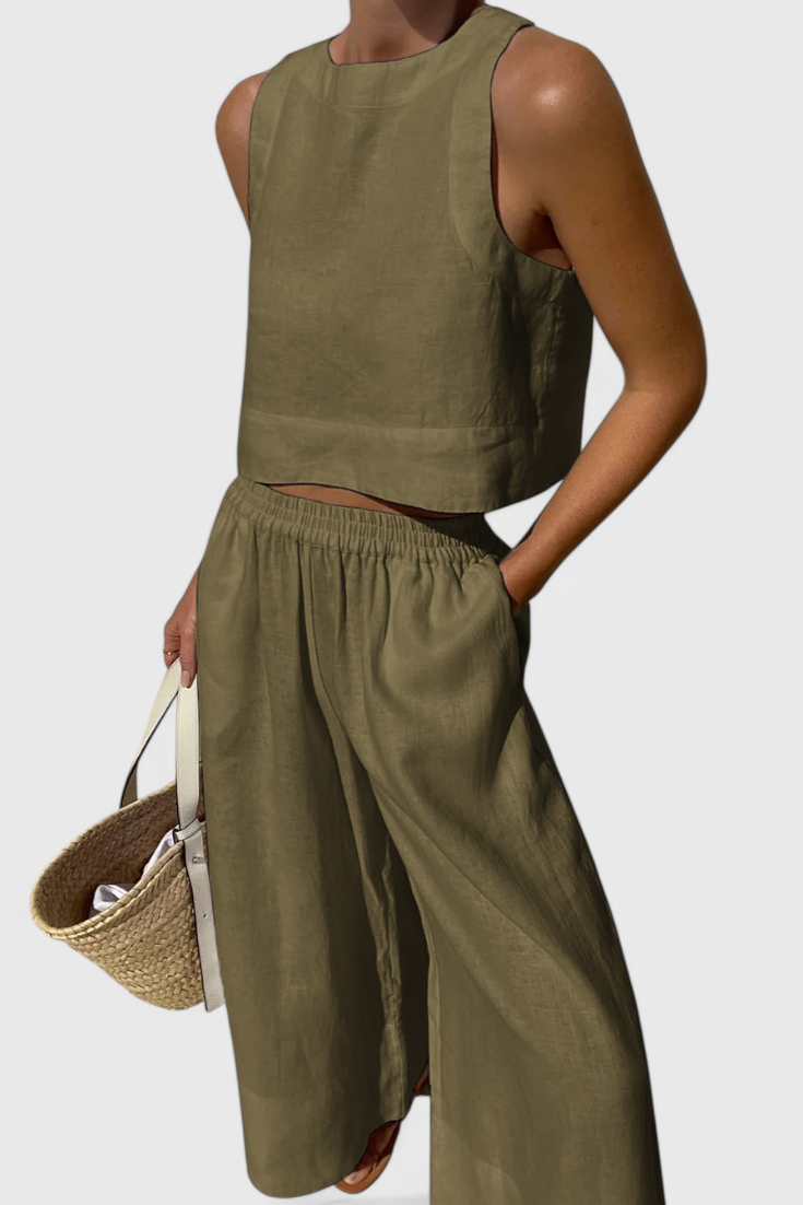 Conjunto minimalista Avelina en algodón ligero y lino