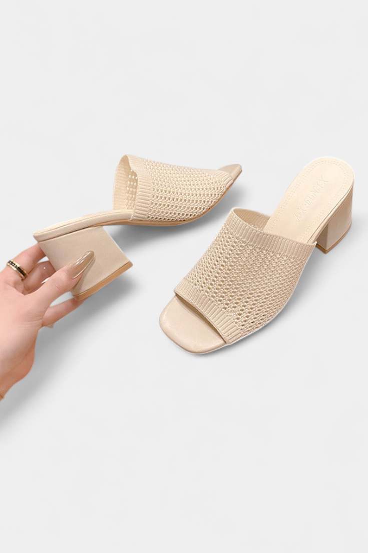 Sandalias Christy con tacón cuadrado de malla