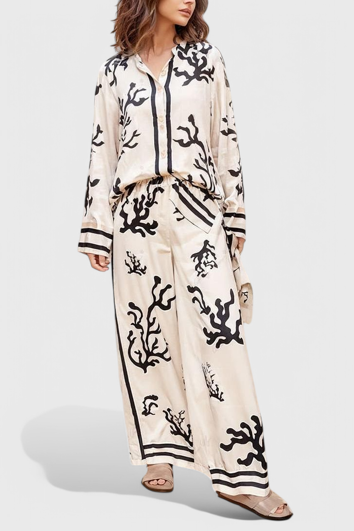 Conjunto de pantalones anchos con estampado artístico de Nazaret