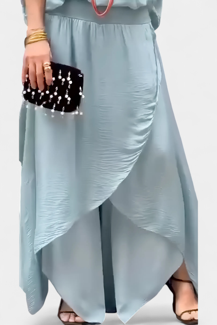 Conjunto fluido de dos piezas Maravilla con top holgado y falda asimétrica