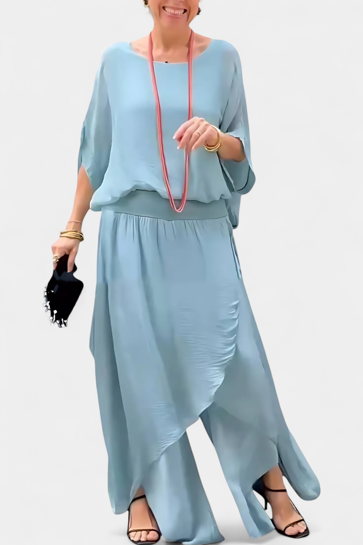 Conjunto fluido de dos piezas Maravilla con top holgado y falda asimétrica