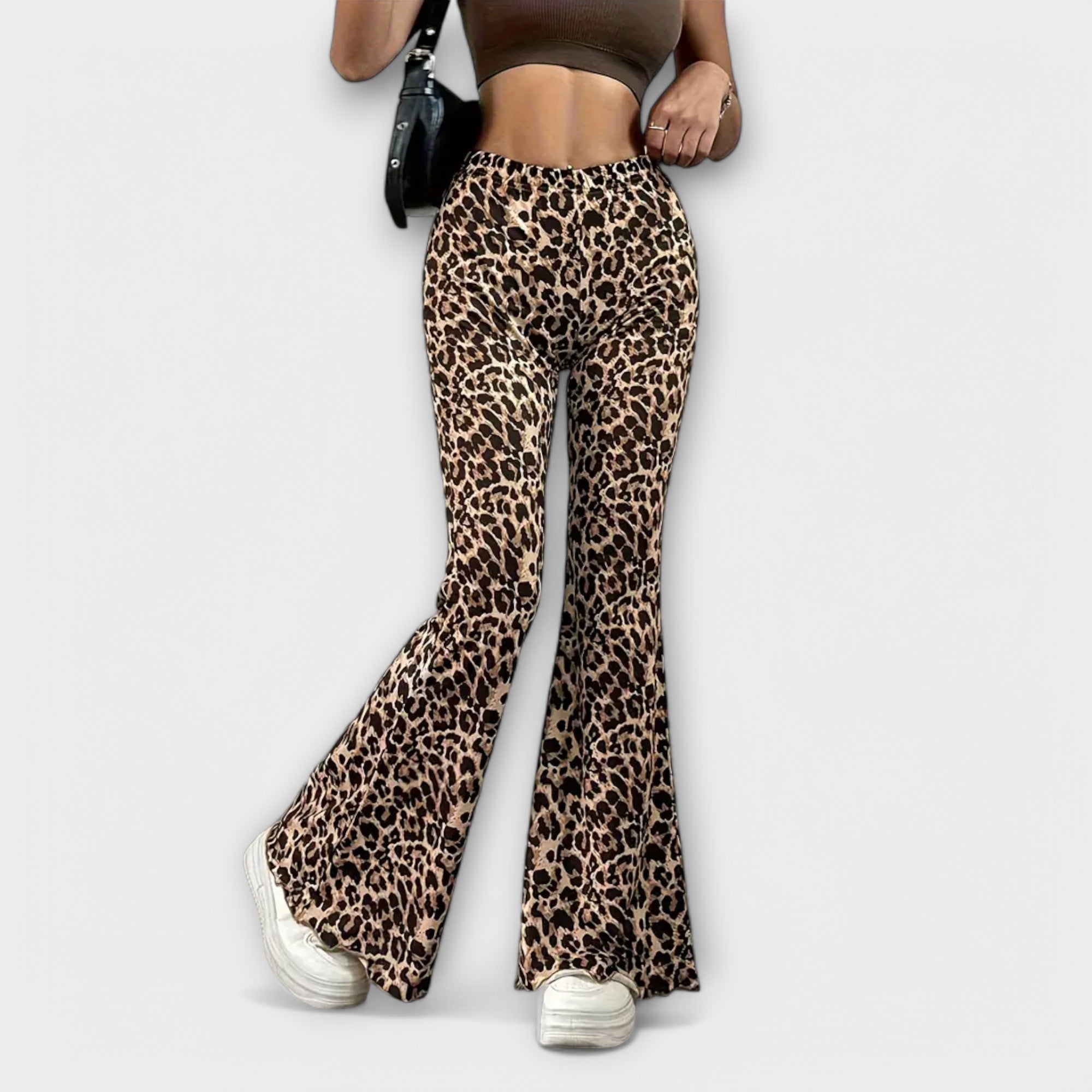 Pantalones bootcut con estampado de leopardo