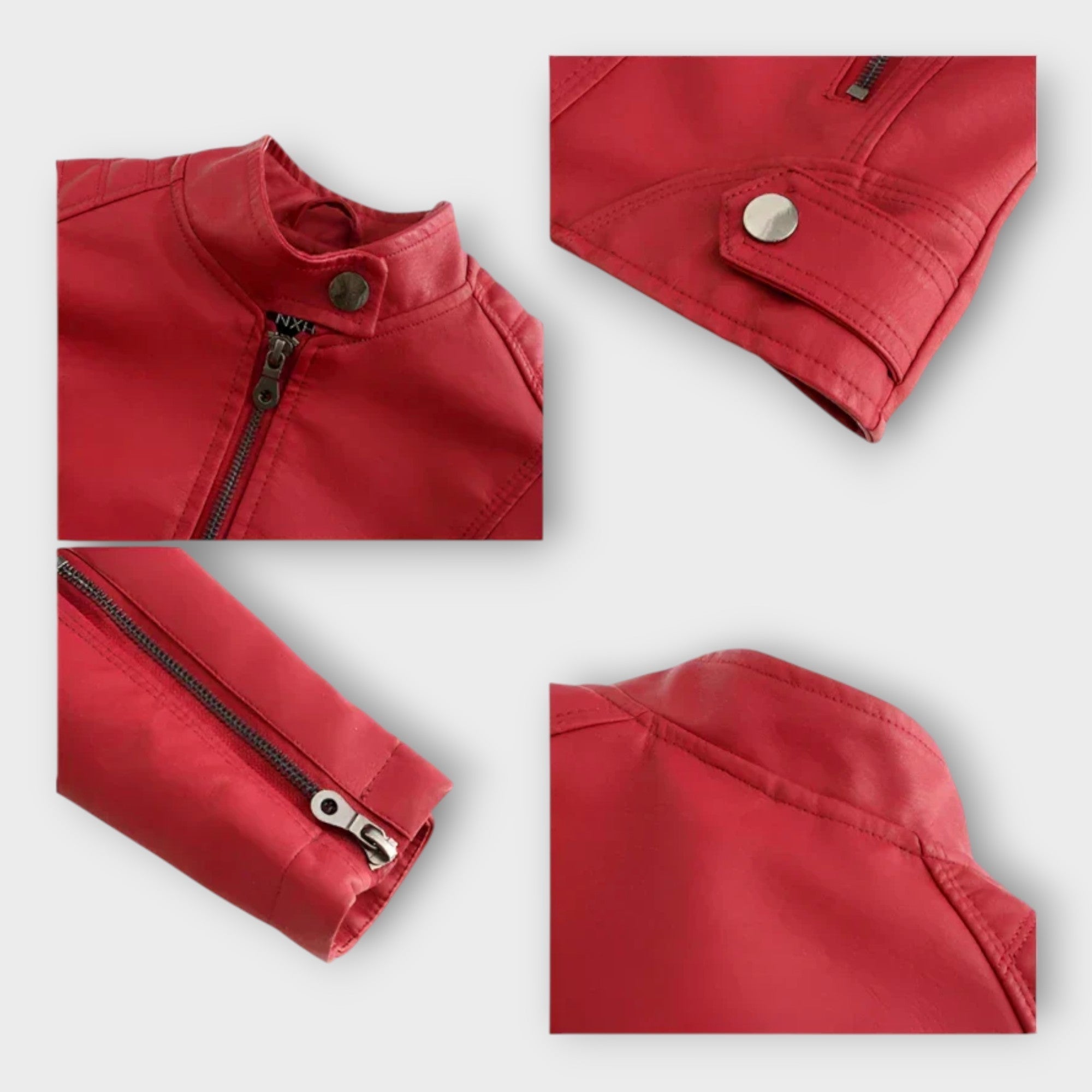 Chaqueta corta de cuero de moda con cremallera