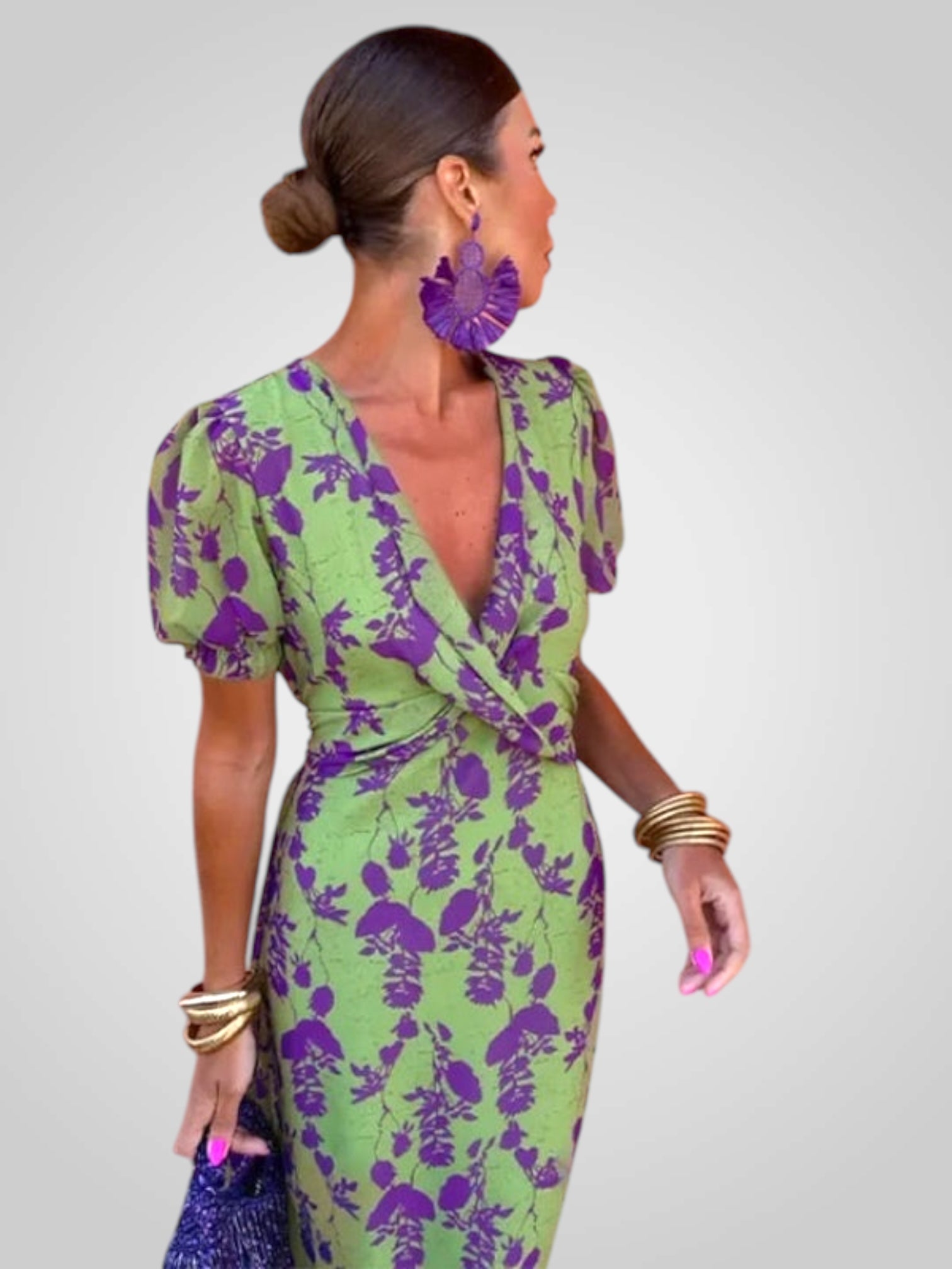 Dulce | Vestido midi floral con cuello en V