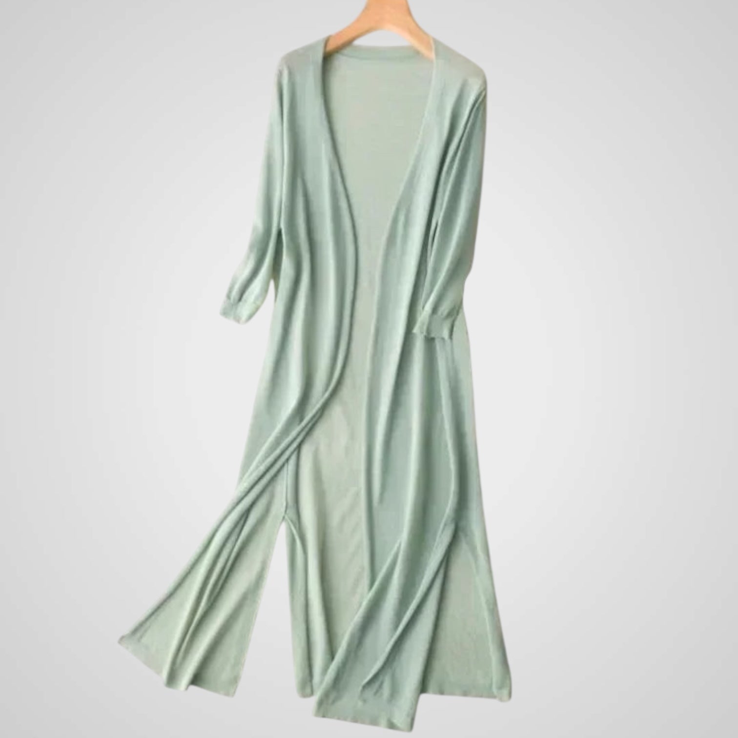 Wendy | Cárdigan largo para mujer - Tejido ligero - Manga 3/4 - Requiere superposición