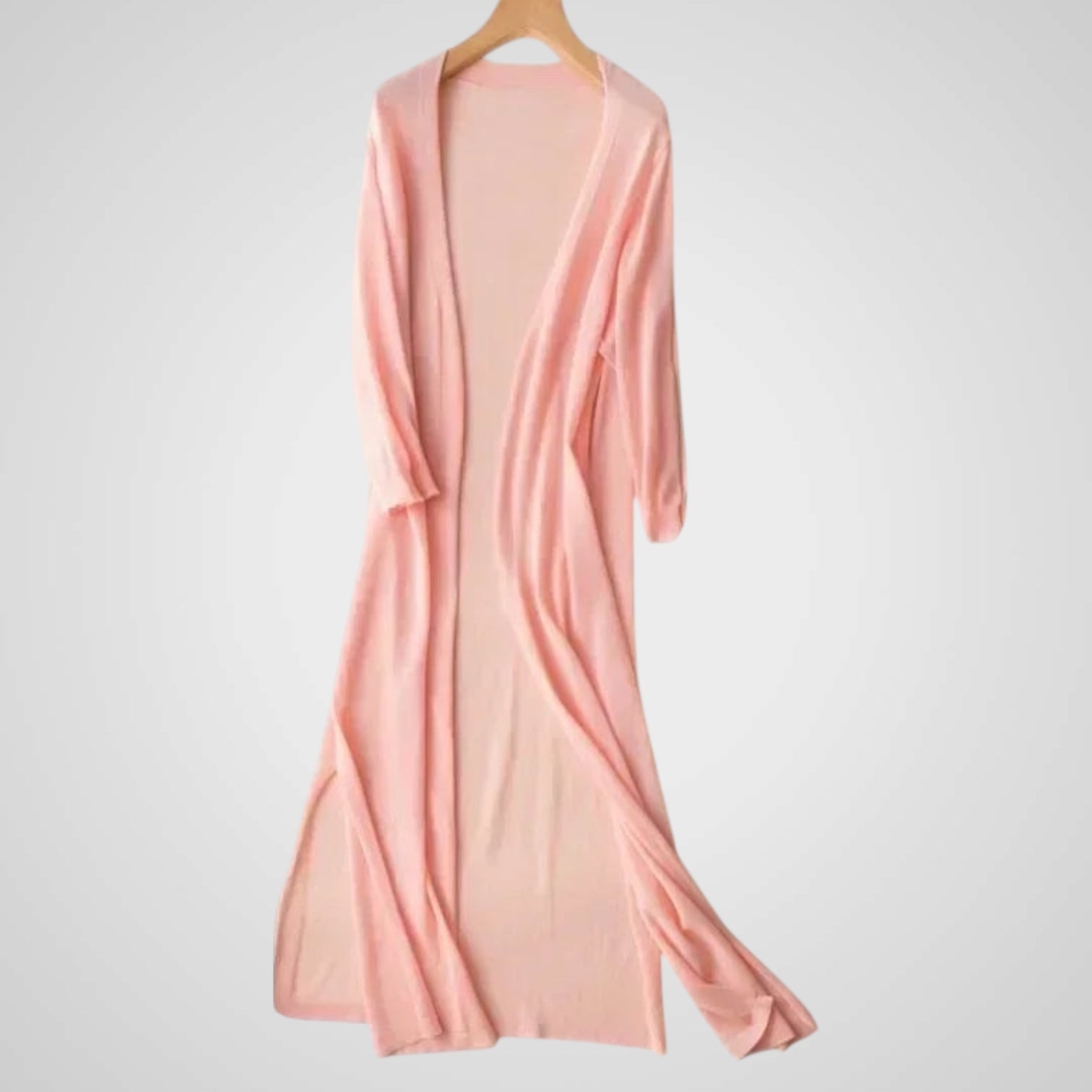 Wendy | Cárdigan largo para mujer - Tejido ligero - Manga 3/4 - Requiere superposición