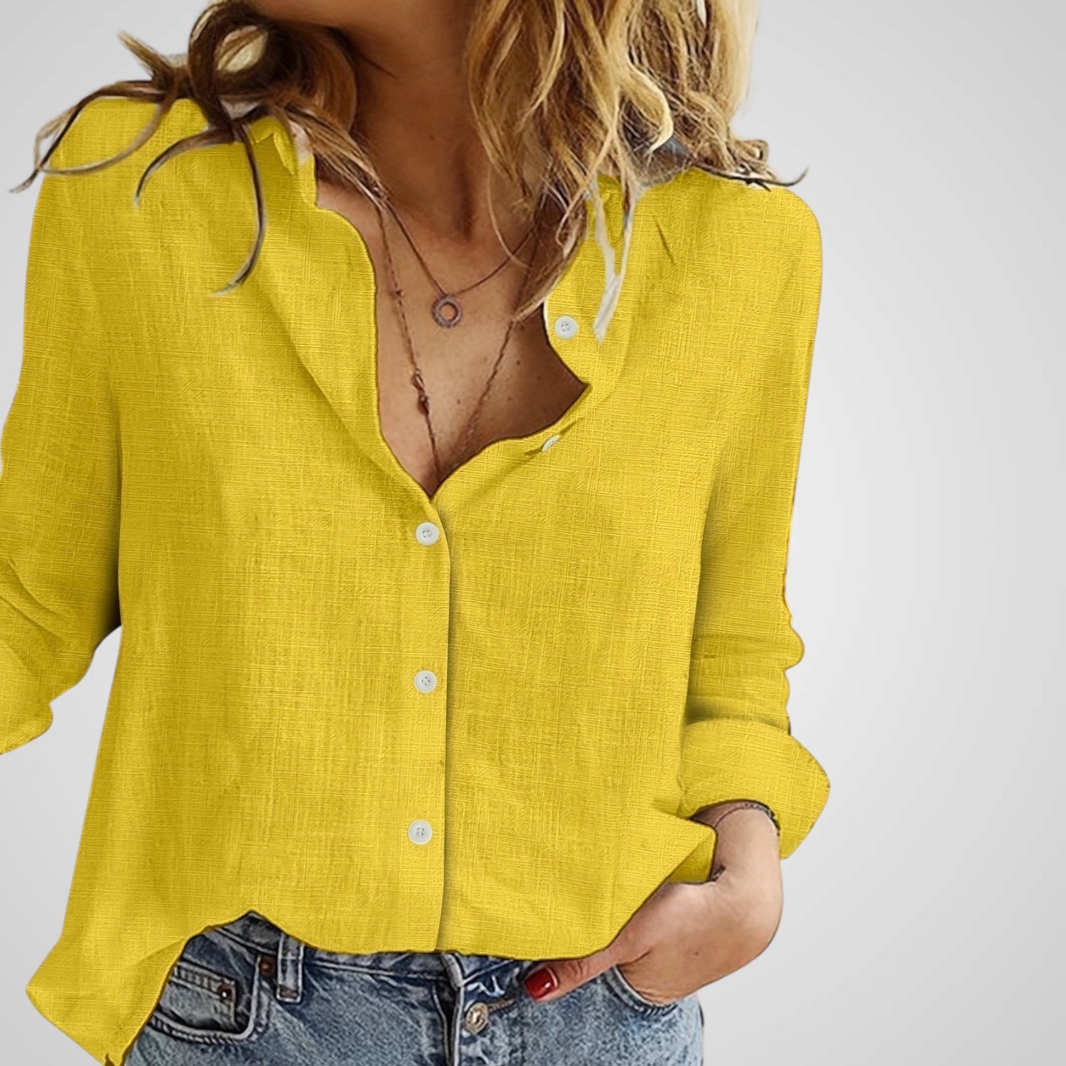 Elvir | Blusa abotonada para mujer - Mezcla de lino ligero