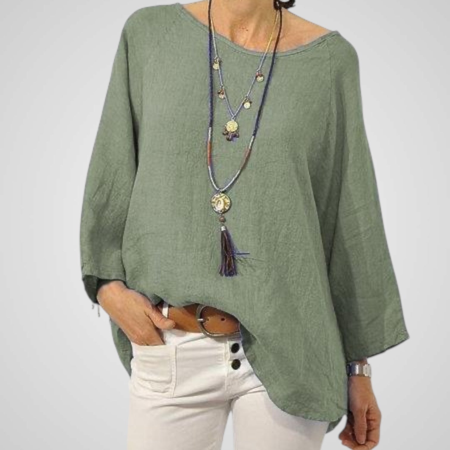 Anna | Blusa para mujer – Mezcla de algodón y lino, corte cómodo