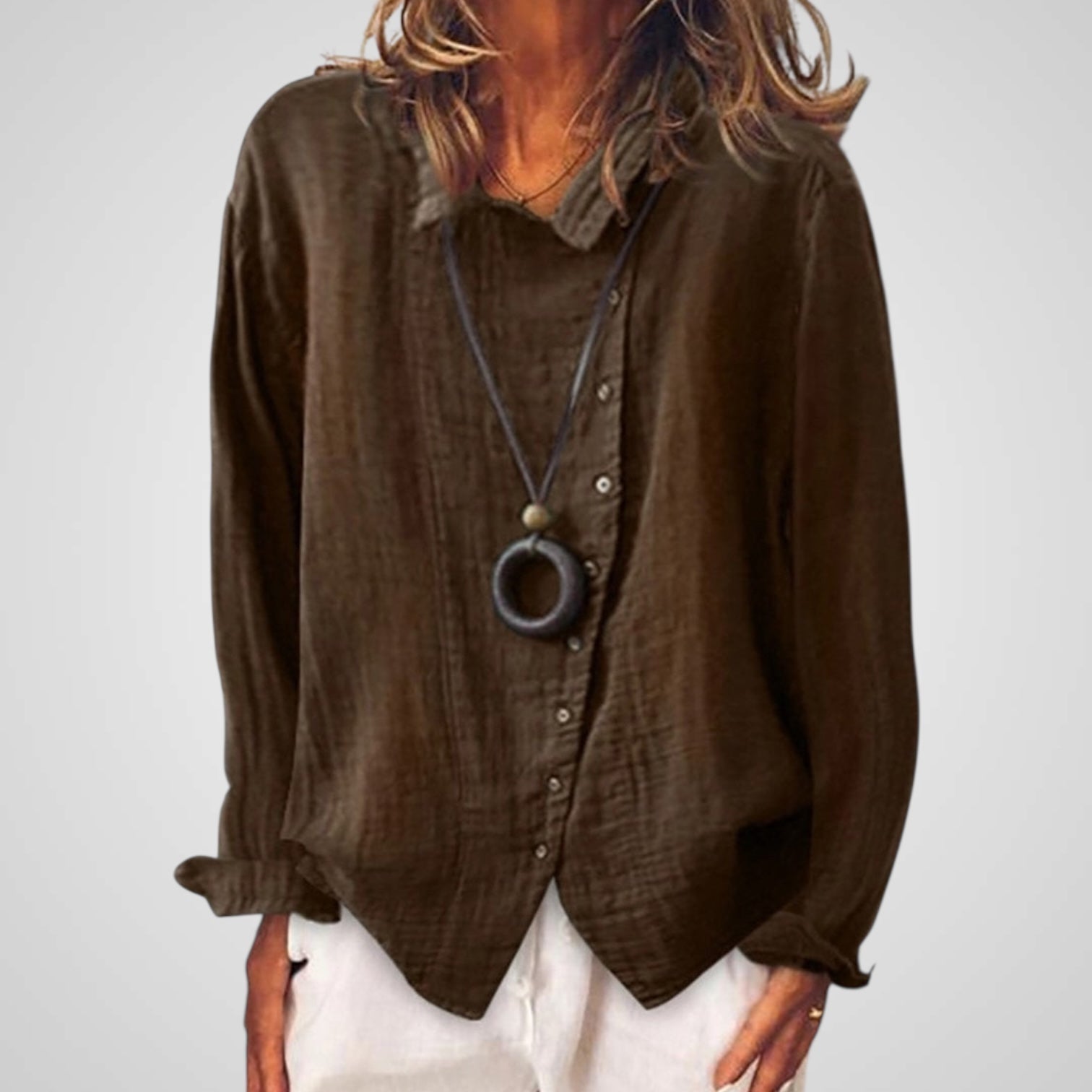 Katya | Blusa larga informal de algodón y lino para mujer