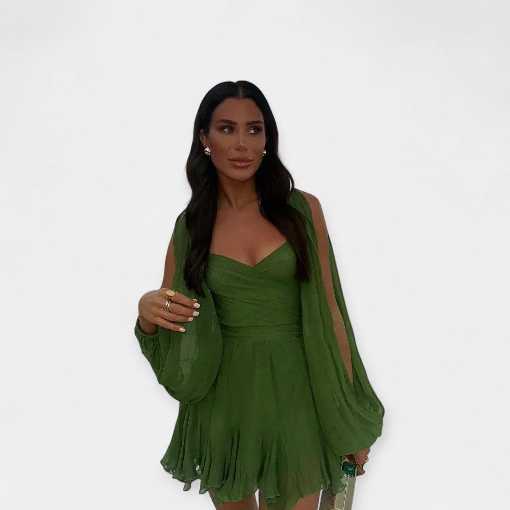 Vestido romántico de manga corta