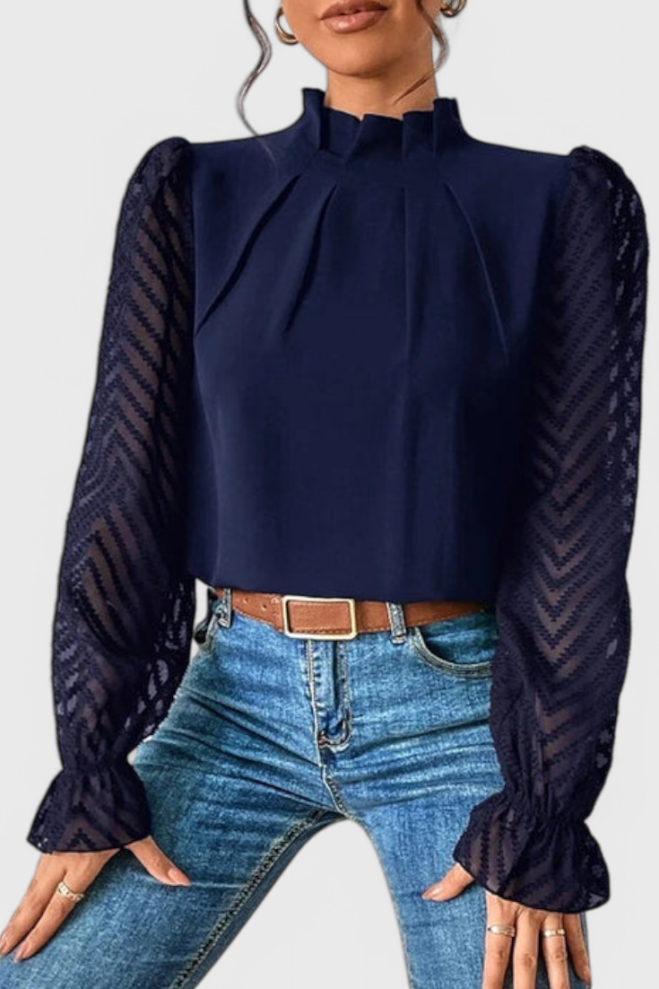 Blusa de manga larga azul marino Helga
