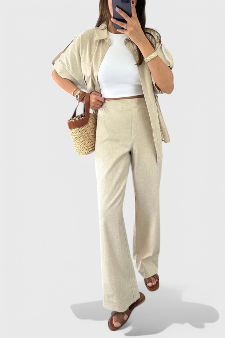 Conjunto de dos piezas Lani Relaxed Fit con camisa y pantalón