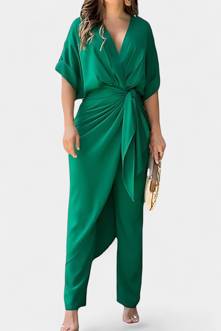 Conjunto cruzado Mayleen con lazo delantero y pantalón recto