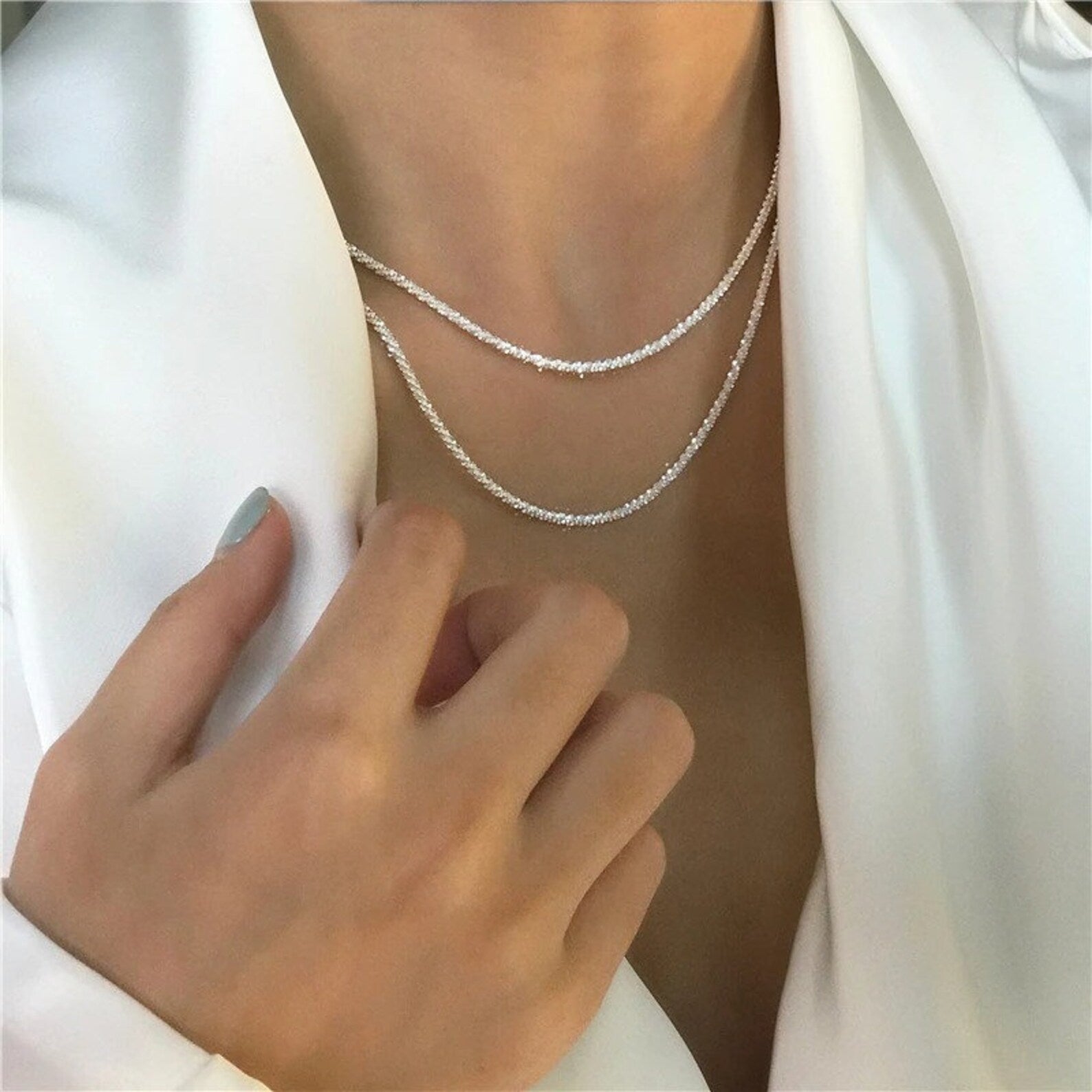 Conjunto de collar de plata Starlight
