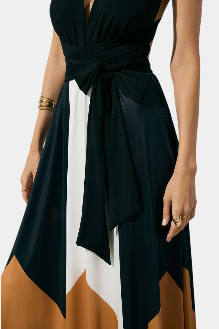 Vestido largo versátil Nava con espalda abierta y silueta flexible