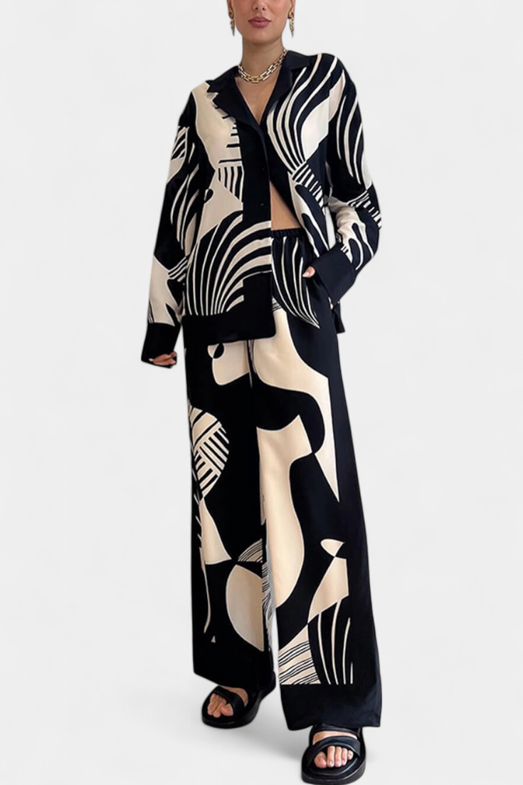 Conjunto de pantalones anchos con estampado de grafiti de Basilisa