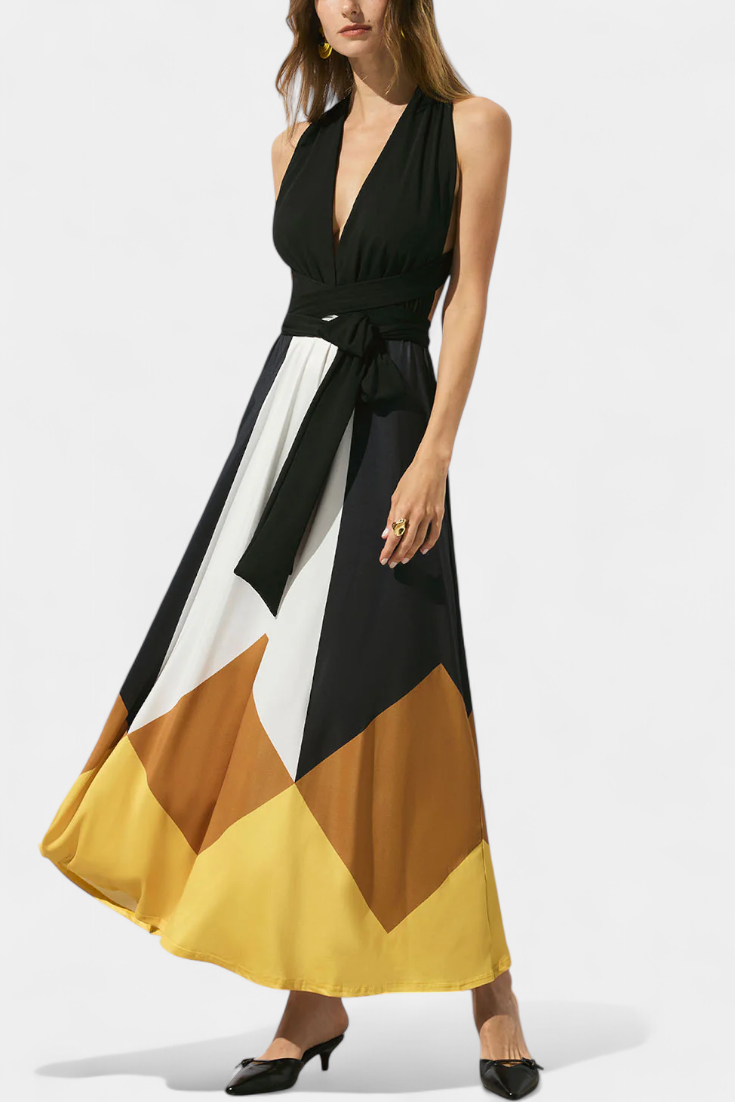 Vestido largo versátil Nava con espalda abierta y silueta flexible