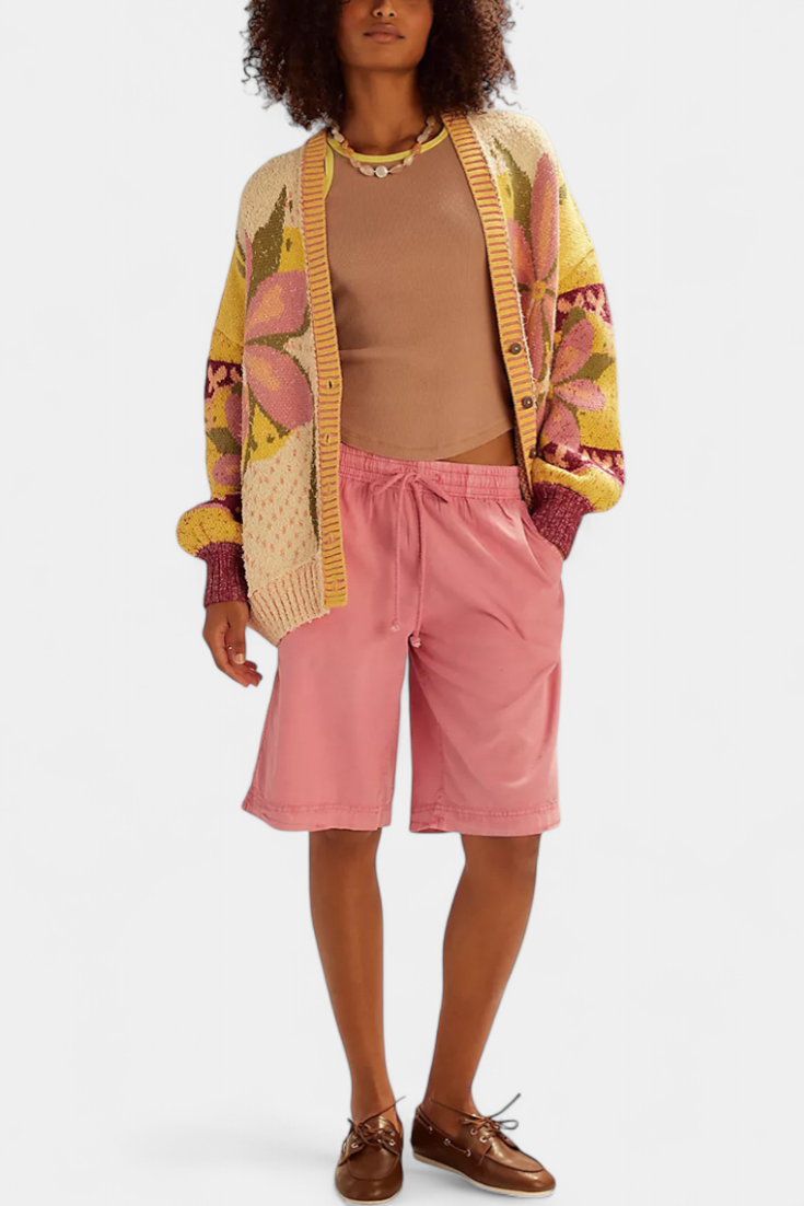 Cárdigan de punto Casey con diseño floral y corte relajado.