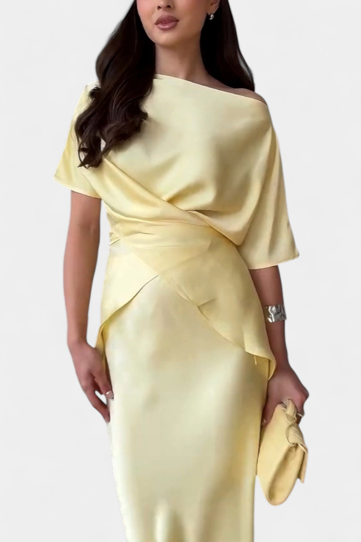 Conjunto de top con tirantes cruzados y falda vaporosa Veleda