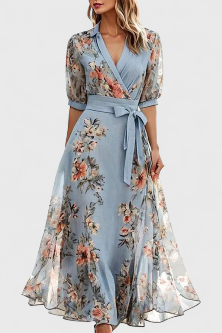 Vestido midi floral con cuello en V de Arlet
