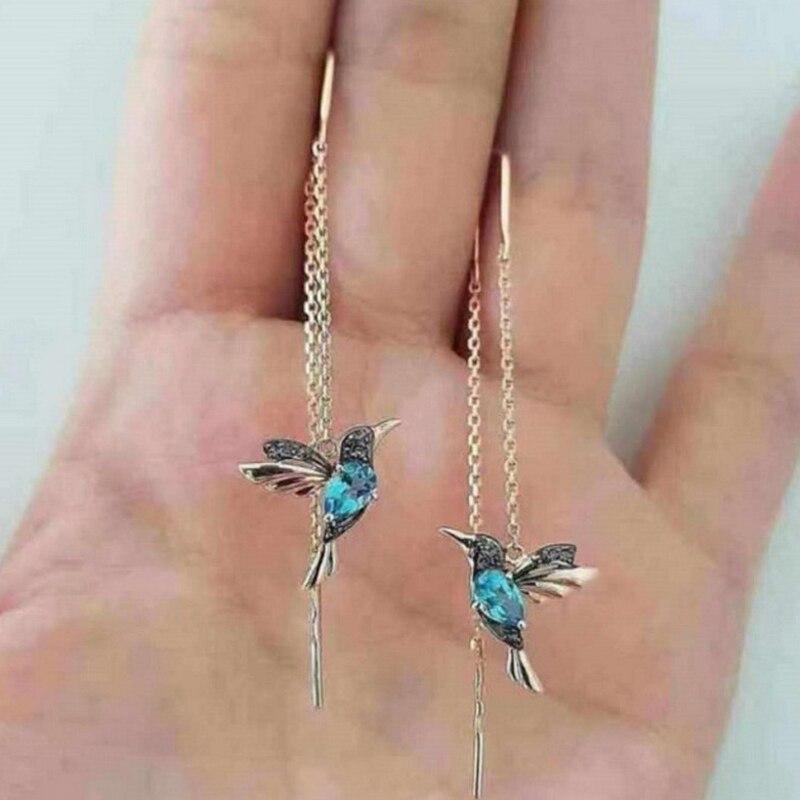 Pendientes de colibrí con esmalte y circonitas