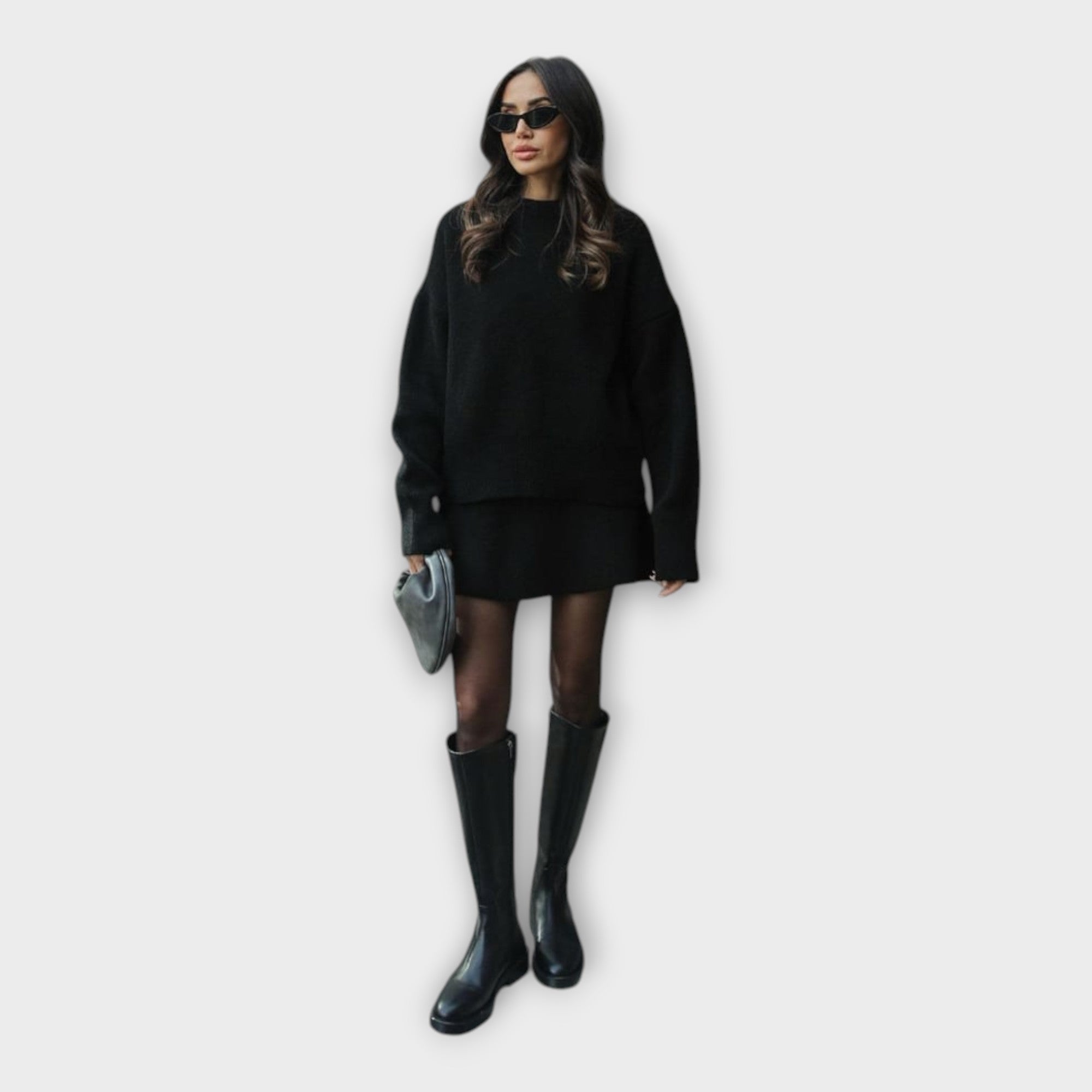 Conjunto de Blusa y Falda de Punto con Línea Moderna