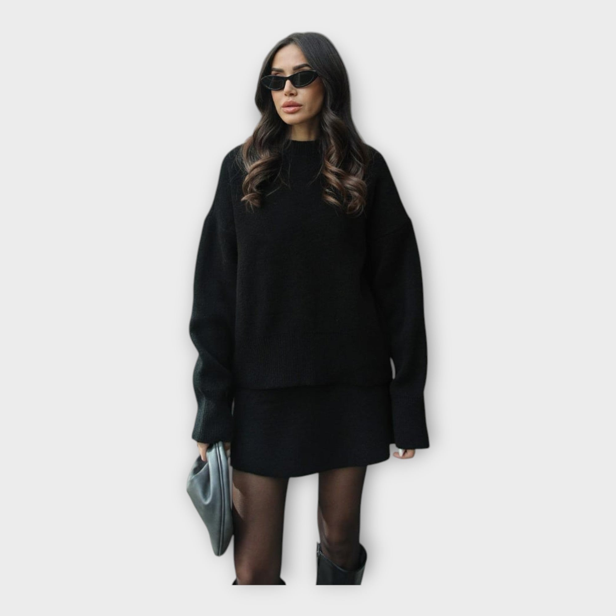 Conjunto de Blusa y Falda de Punto con Línea Moderna