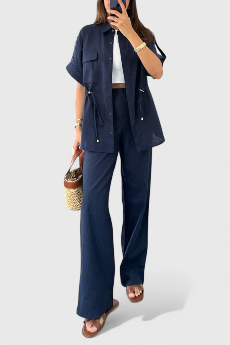 Conjunto de dos piezas Lani Relaxed Fit con camisa y pantalón