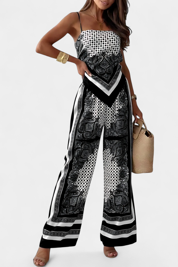 Conjunto Leonie con estampado de cachemira y tirantes