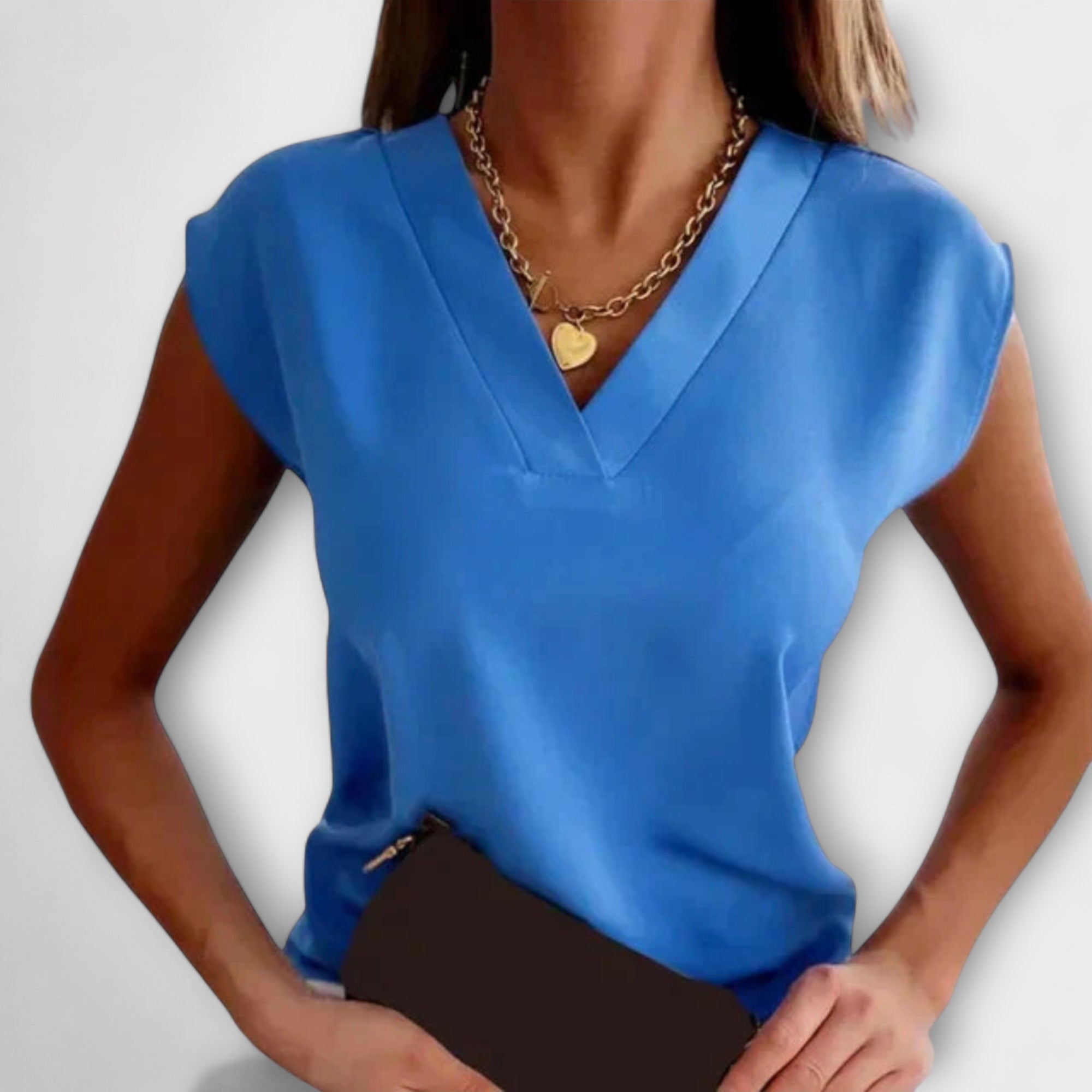 Top de verano para mujer con cuello en V y mangas cómodas