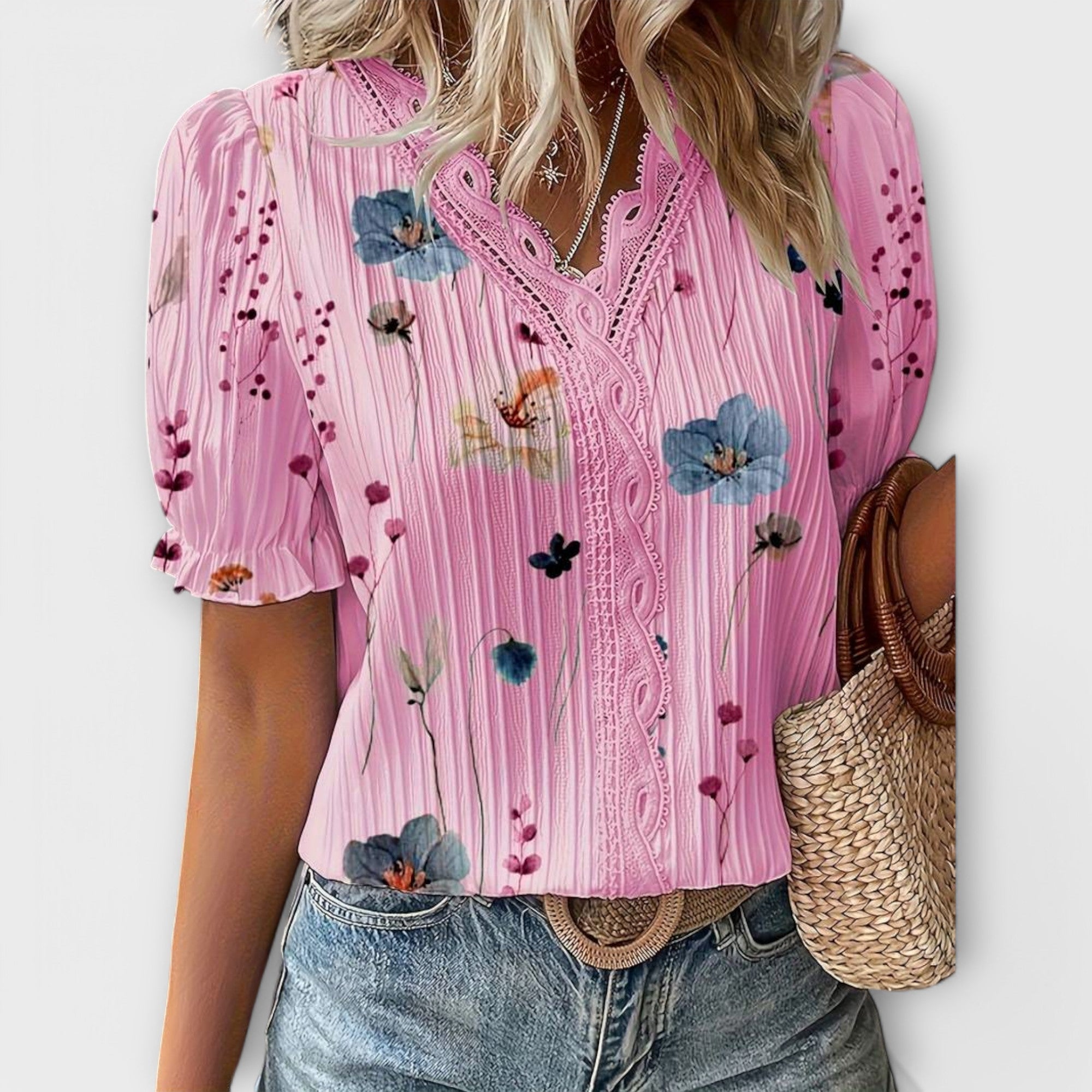 Emily - Blusa de moda con cuello en V