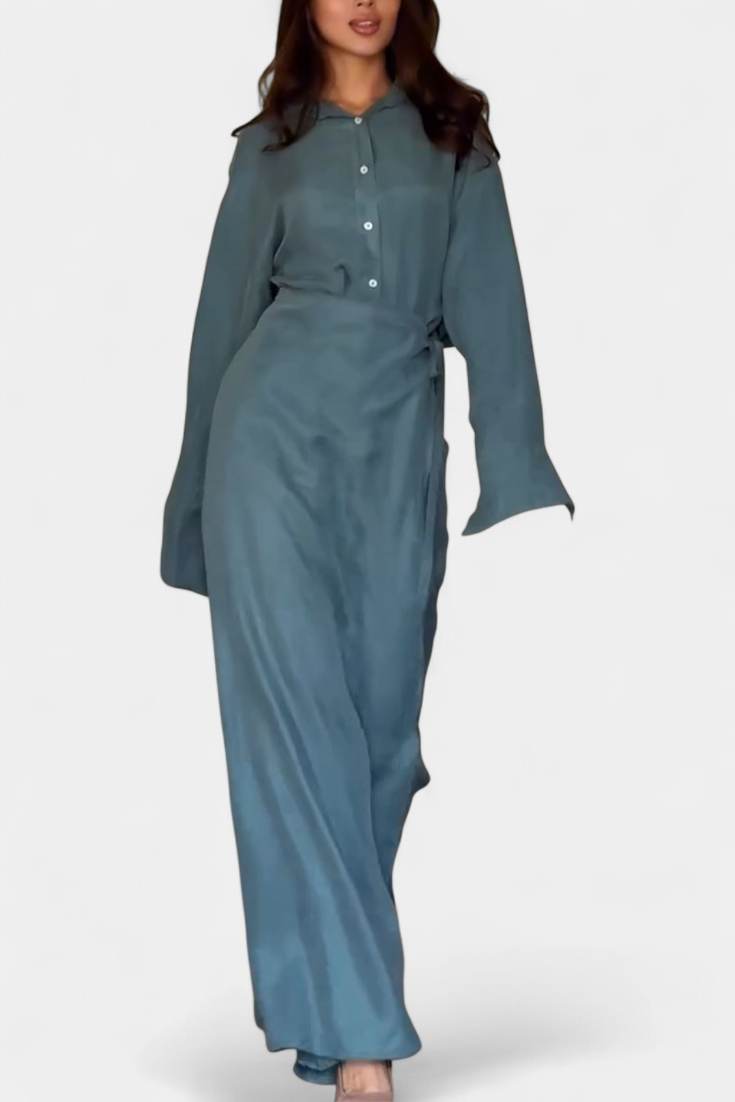 Conjunto casual Marisol con camisa holgada y pantalón-falda