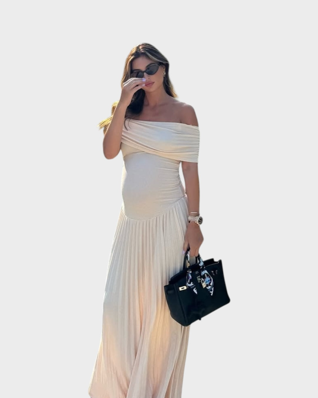 Amara - Vestido largo premamá plisado