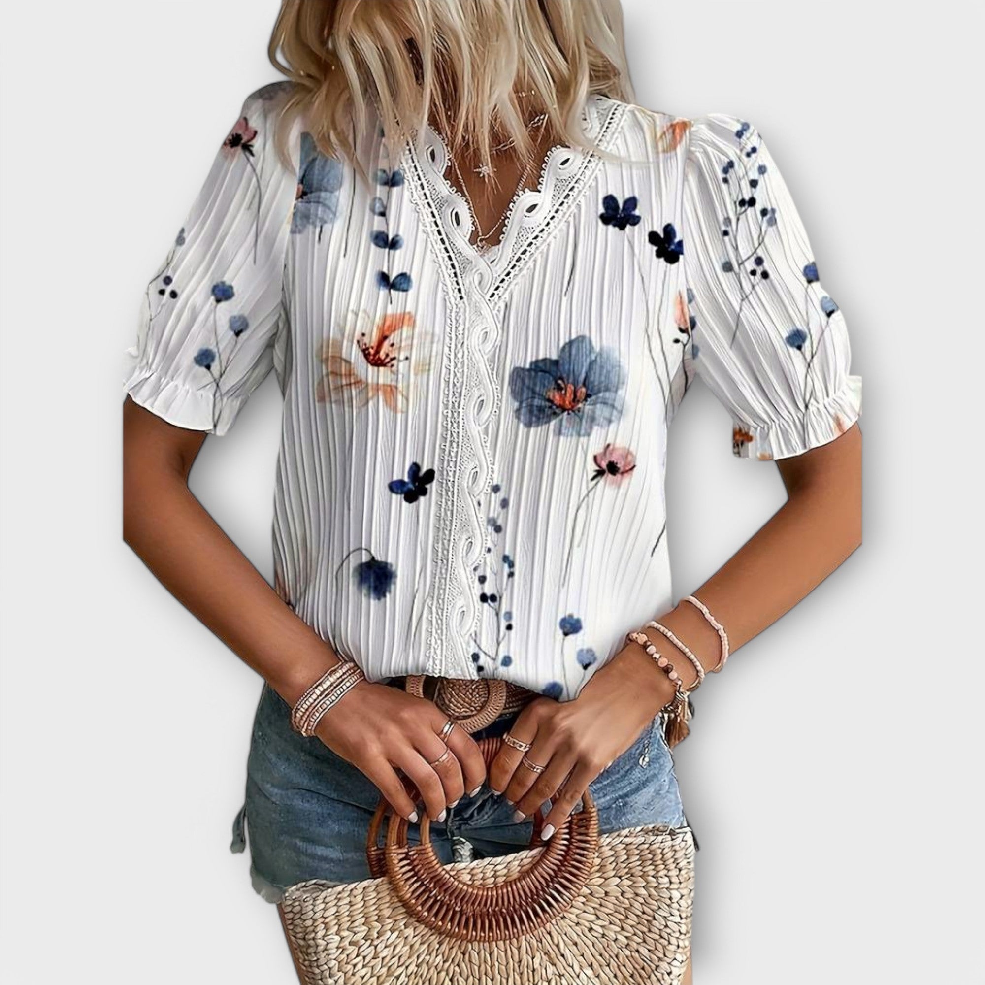 Emily - Blusa de moda con cuello en V