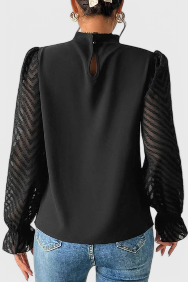 Blusa de manga larga azul marino Helga