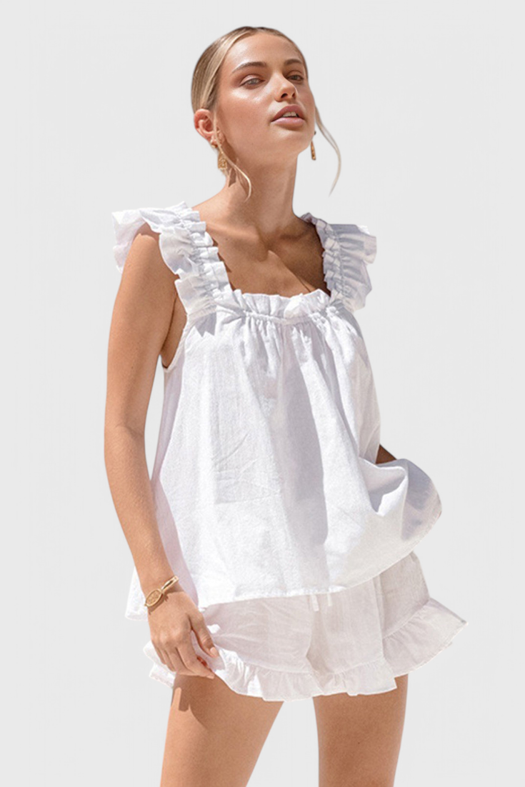 Conjunto de salón Victoria con volantes