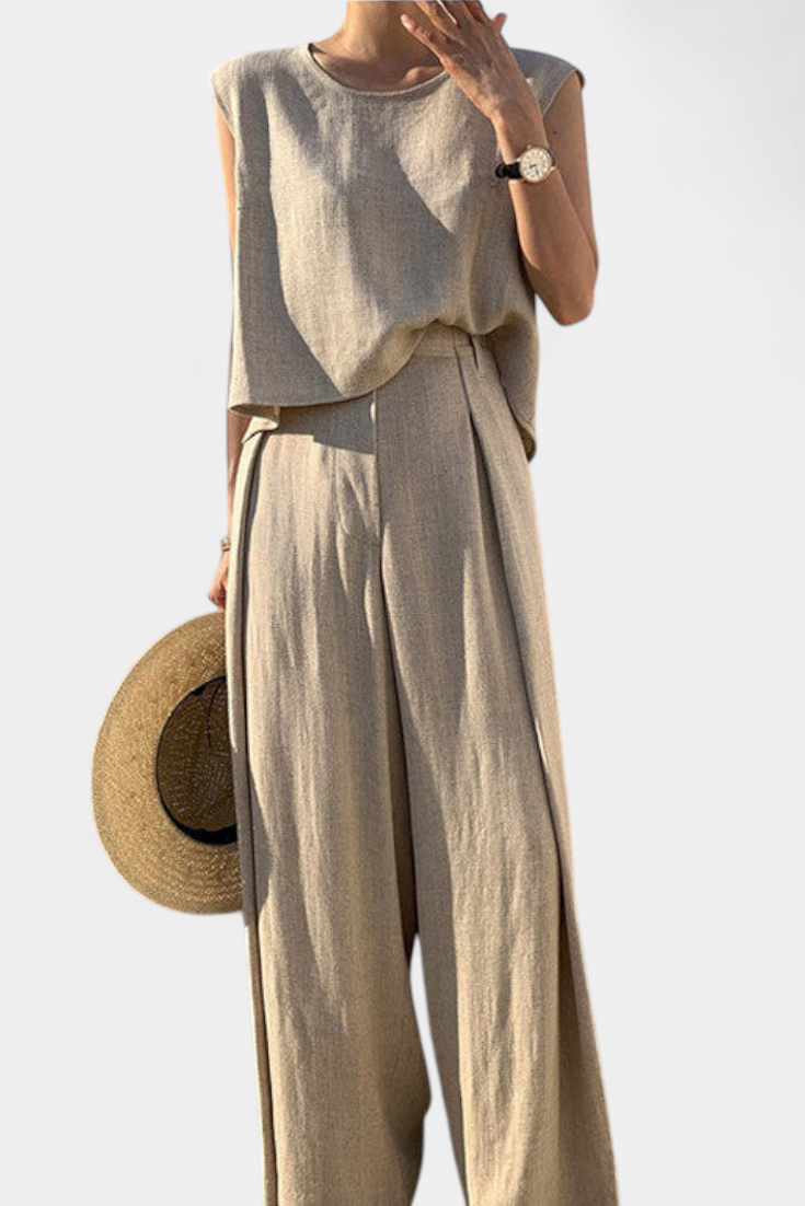 Conjunto de dos piezas Lauren con pantalones de pierna ancha