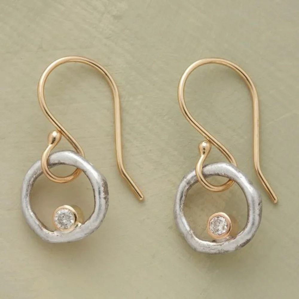 Pendientes vintage de circonitas en oro y plata