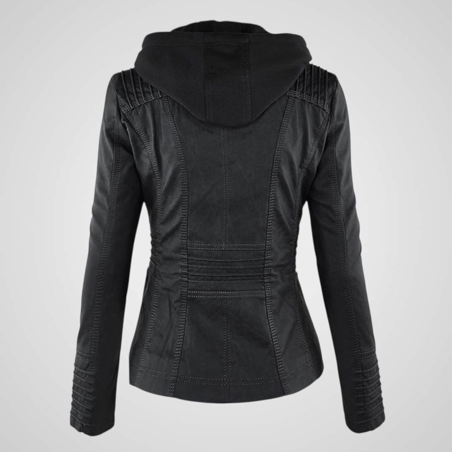 Olivia | Chaqueta de cuero impermeable con capucha para mujer