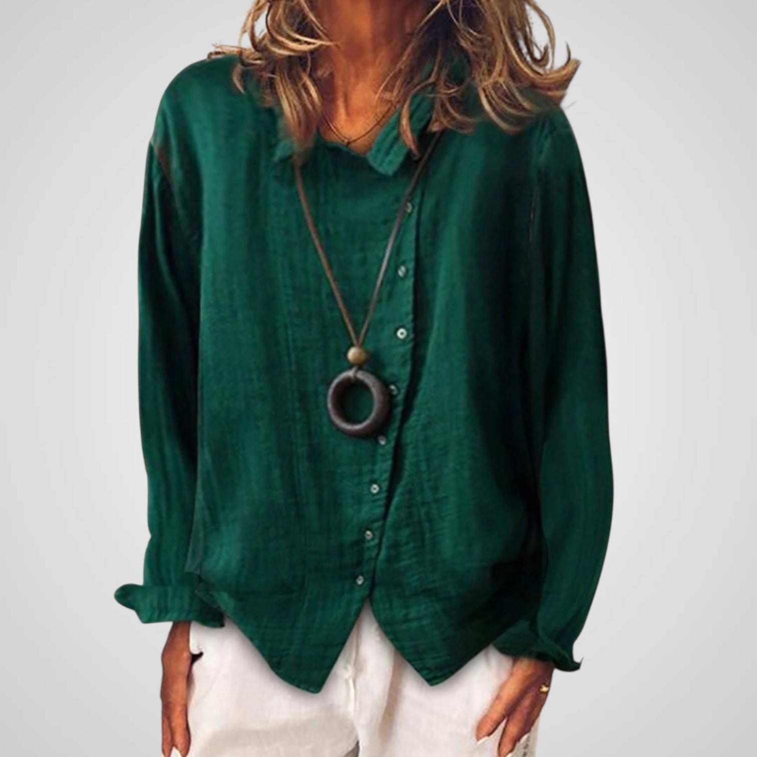 Katya | Blusa larga informal de algodón y lino para mujer