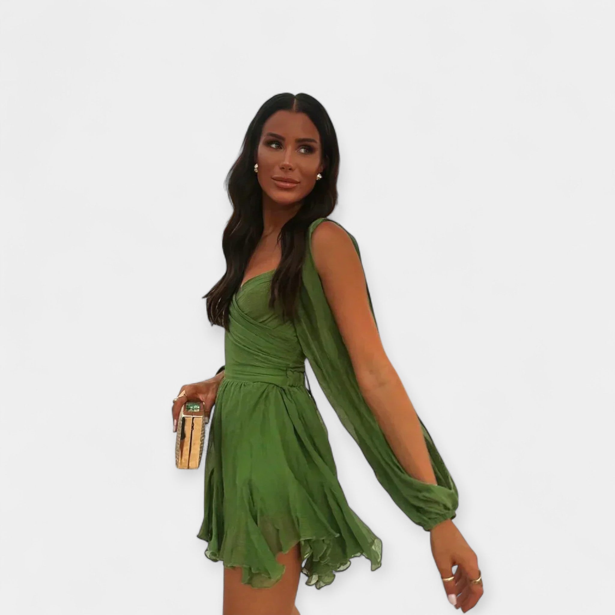 Vestido romántico de manga corta