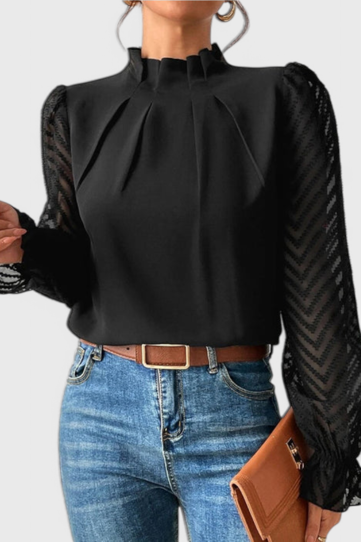 Blusa de manga larga azul marino Helga