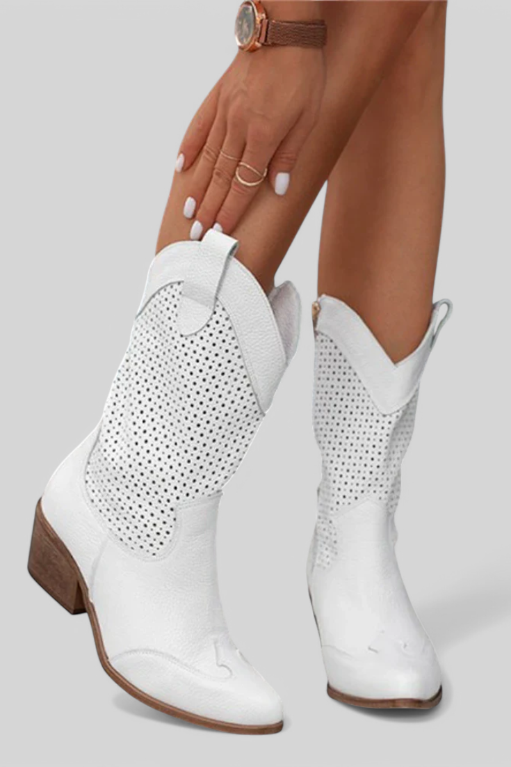 Anna - Botas vaqueras de moda con cremallera lateral