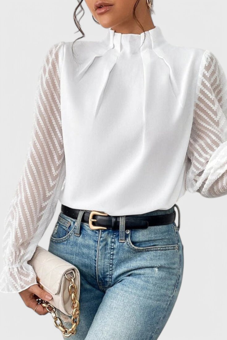 Blusa de manga larga azul marino Helga