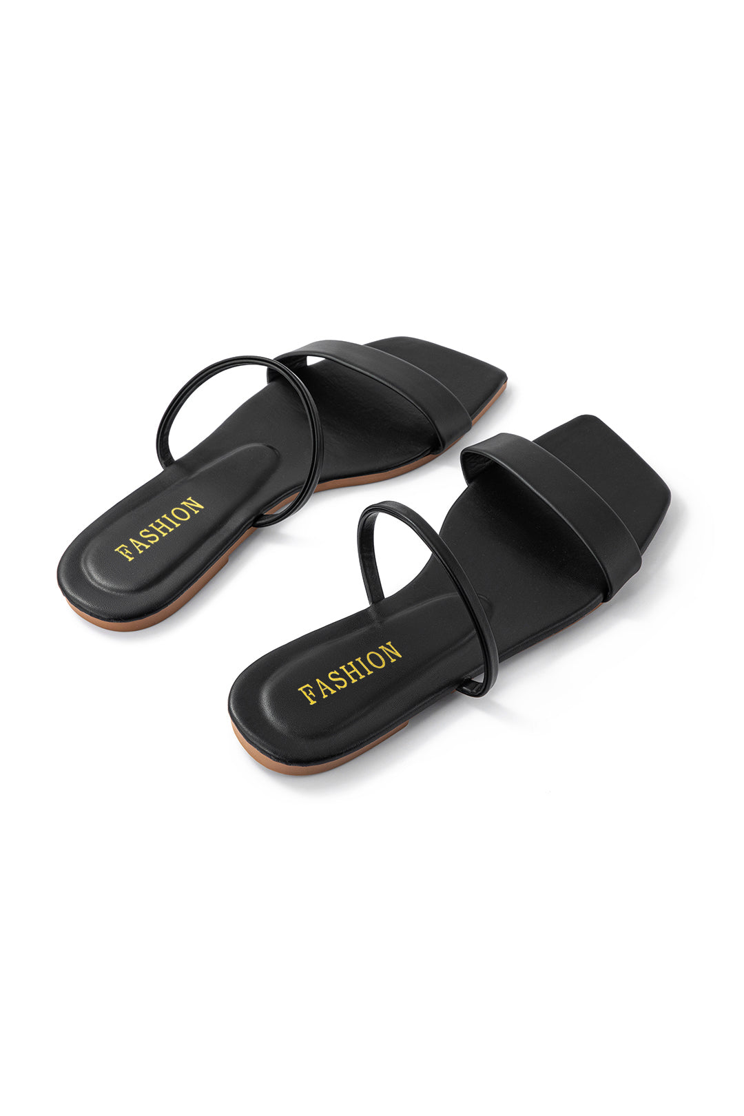 Sandalias planas básicas con punta cuadrada