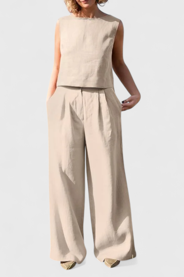 Conjunto vintage sin mangas de verano Yvanne