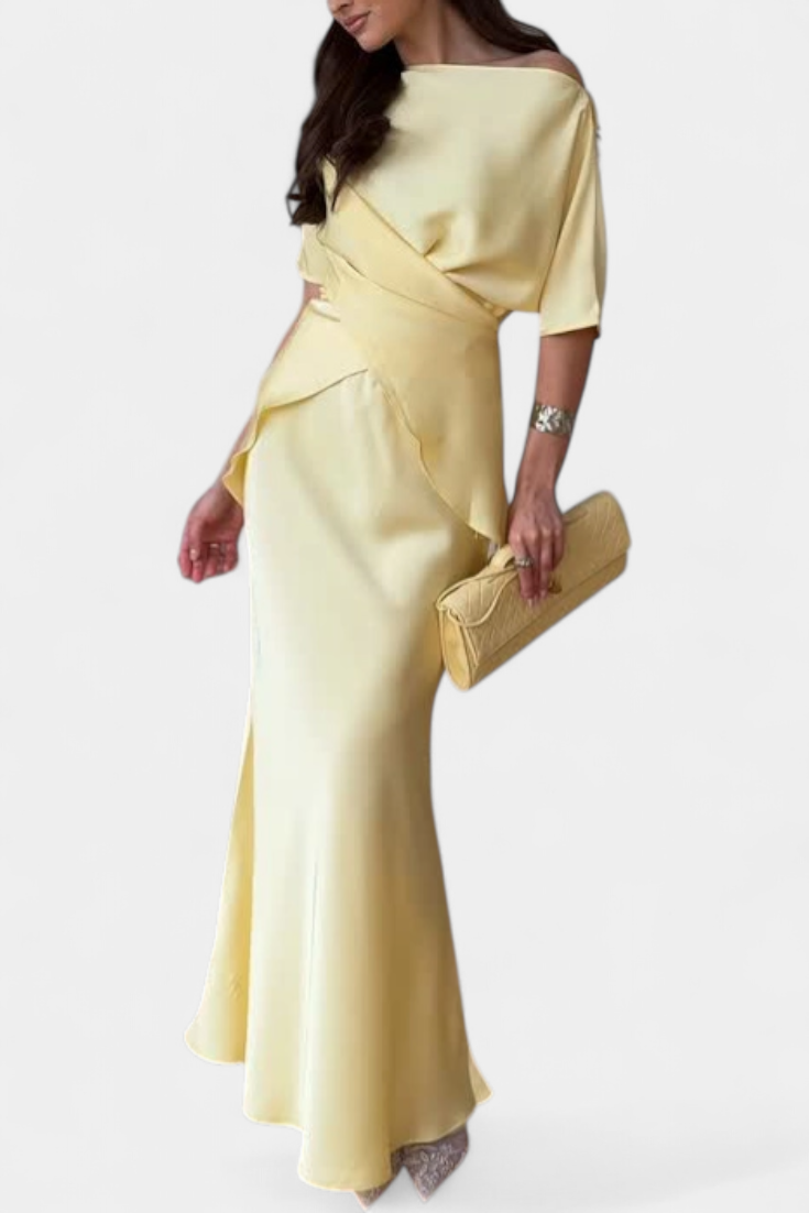 Conjunto de top con tirantes cruzados y falda vaporosa Veleda